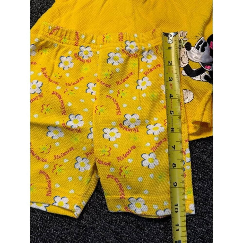 VTG Mickey & Co Girls 3T Polo Shirt Yellow Floral Shorts Set Matching Casualwear